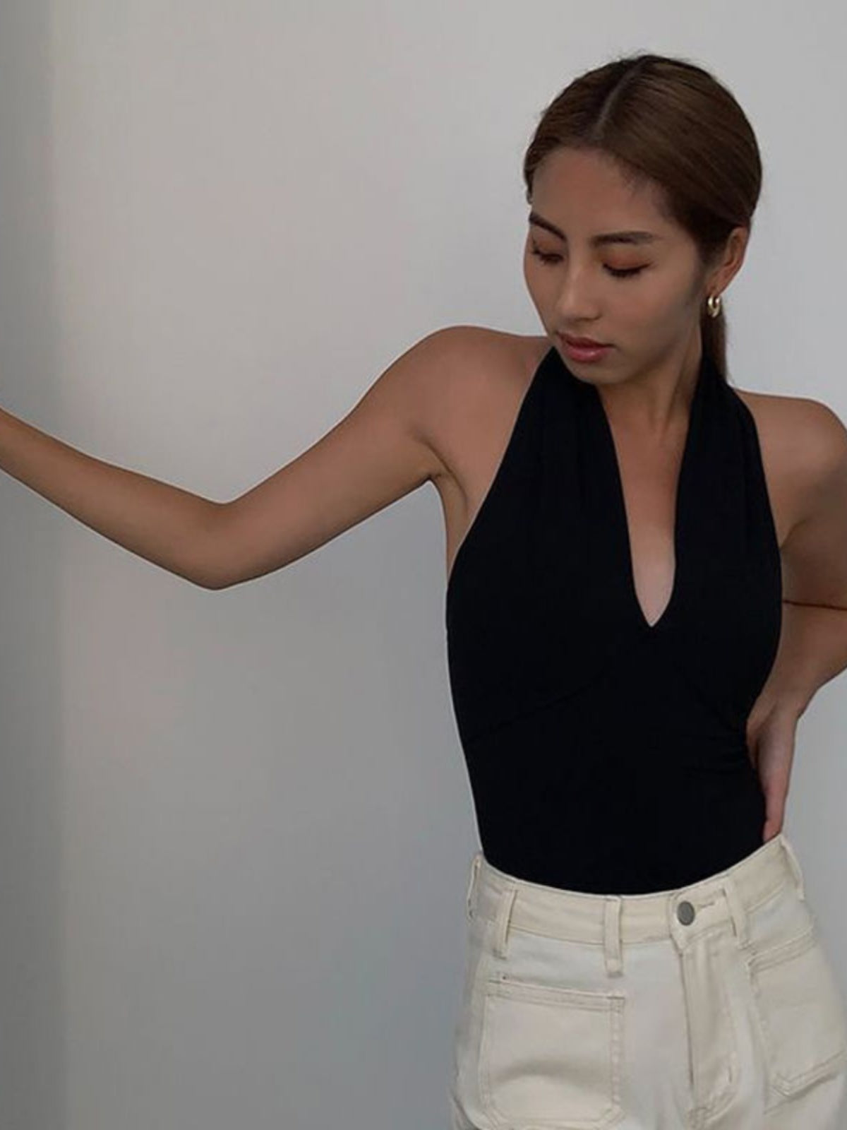 Drama Queen Black V-neck Halter Top