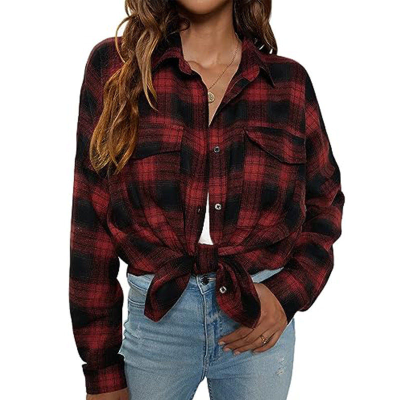 Aesthetic Frequency Long Sleeve Flannel Blusa Larga