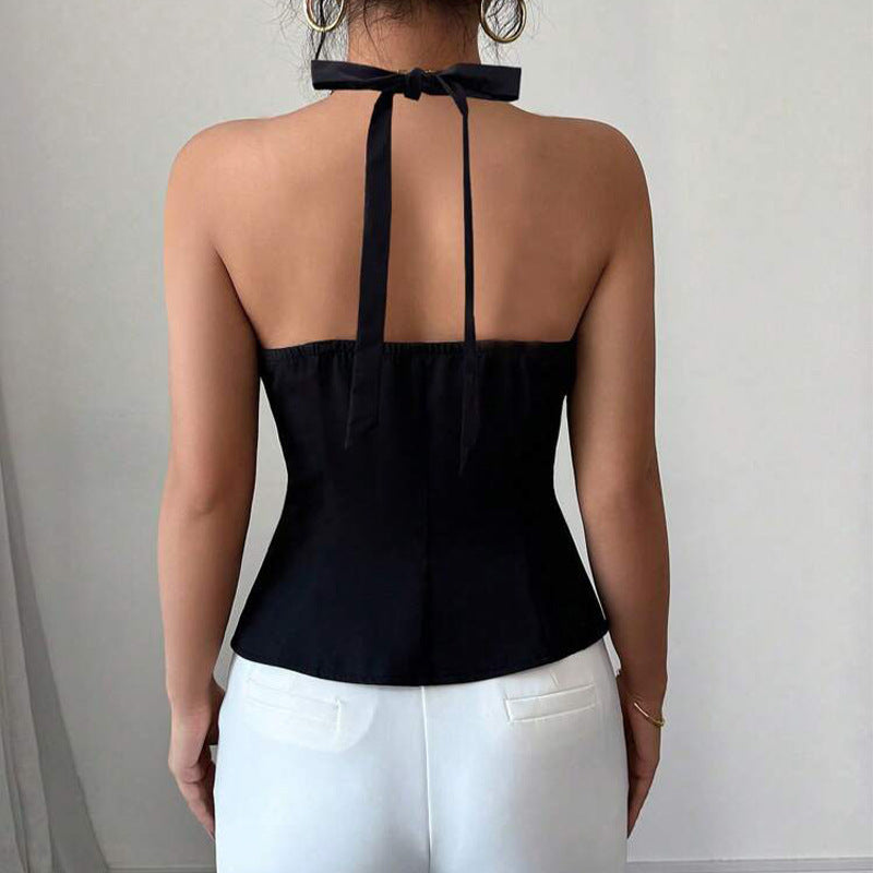 Drama Queen Backless Strappy Chaleco Cuello V