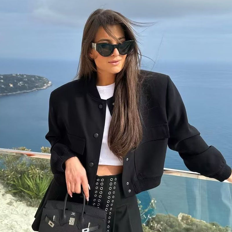 Rebel Spirit Collar Short Chaqueta Con Bolsillos