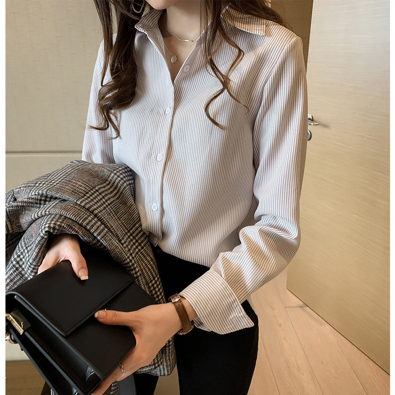 Boss Lady Korean Style Blusa Casual A Rayas