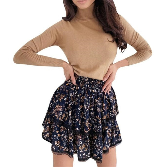 Good Girl Casual Blusa Manga Larga Cuello Alto