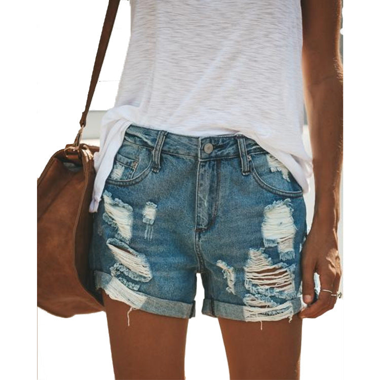 Good Girl Ripped Casual Shorts Cintura Media