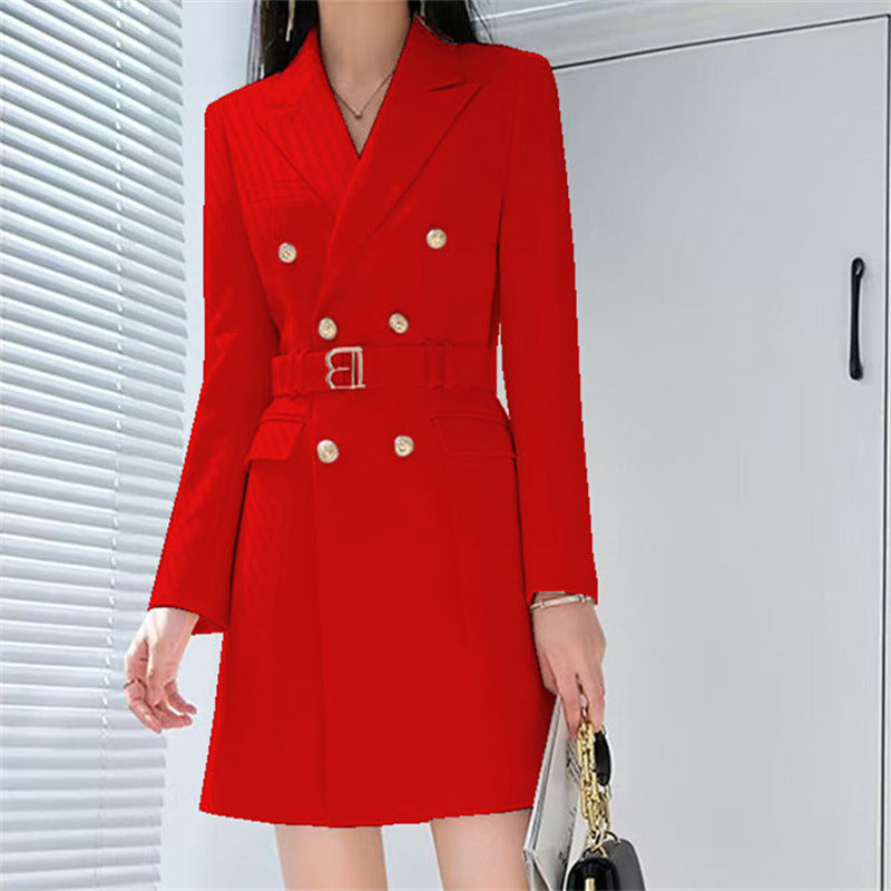 Boss Lady Slimming Waist Trimming Coat Manga Larga