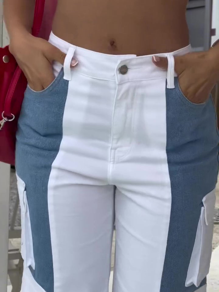 Rebel Spirit Contrast Multi-Pocket Cargo Pantalón