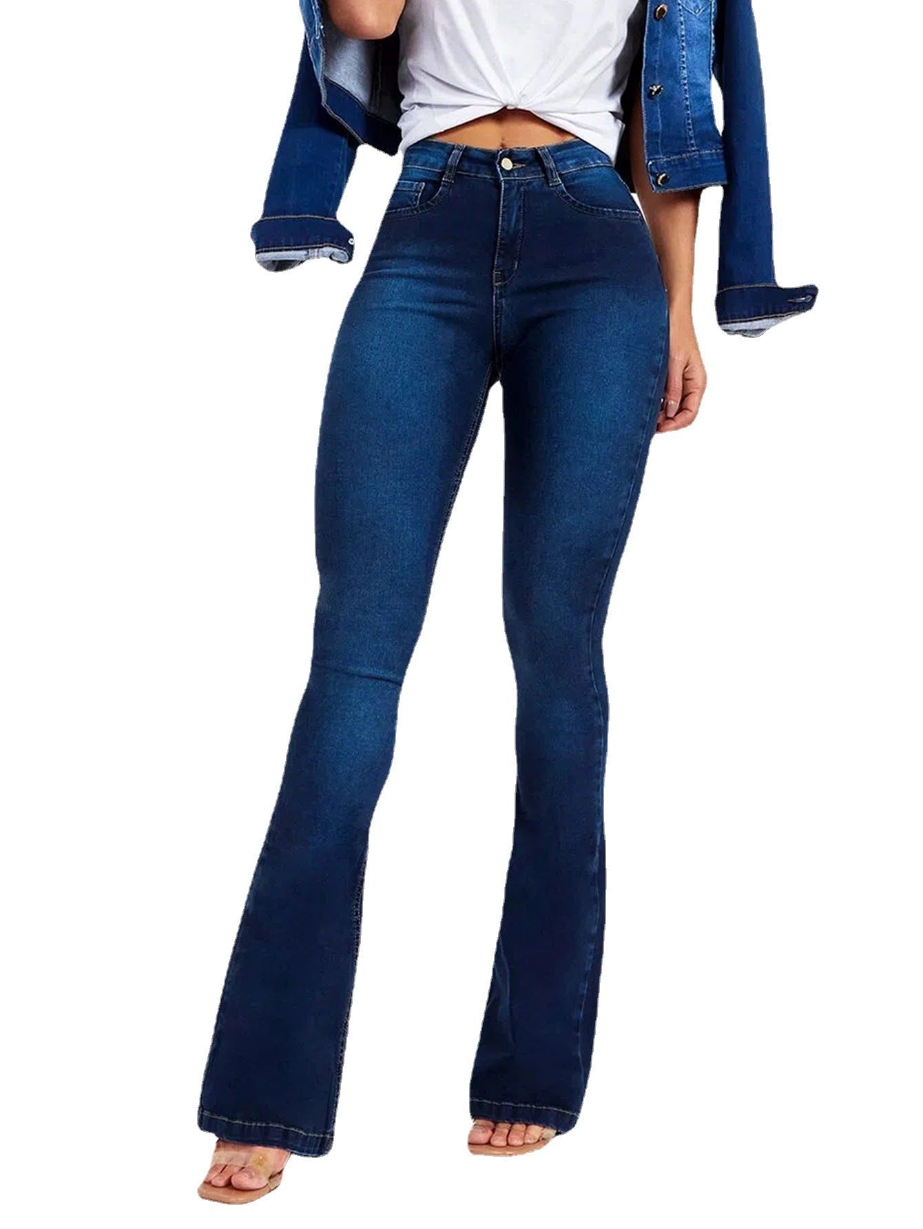 Cowgirl Basics Slim Denim Pantalon Corte Campana Stretch Deslavado