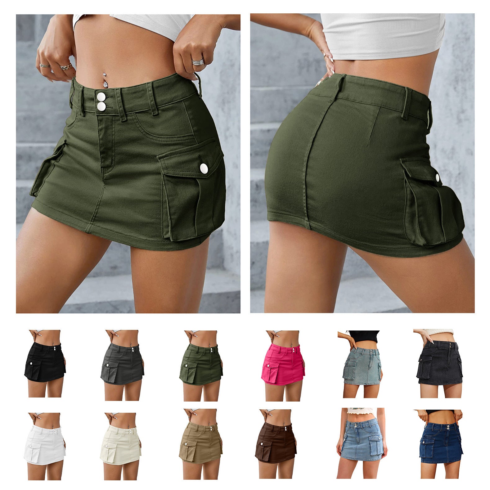 Bad Girl Temperament Cargo Falda Cintura Alta