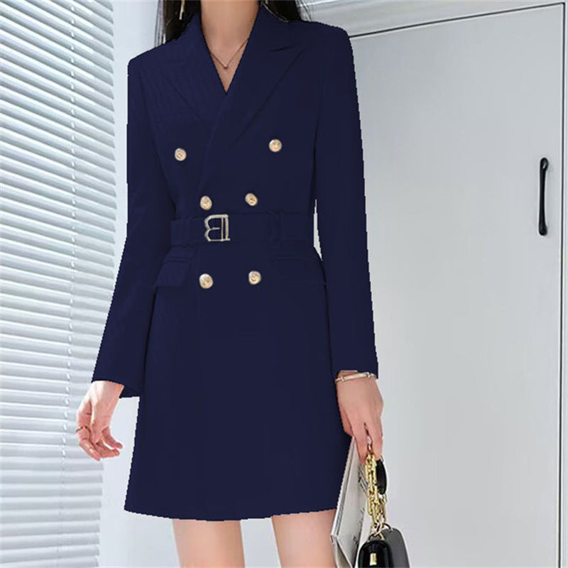 Boss Lady Slimming Waist Trimming Coat Manga Larga