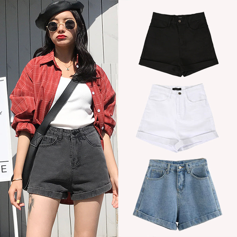 Aesthetic Cowgirl Smoked Denim Shorts Corte Ancho Cintura Alta