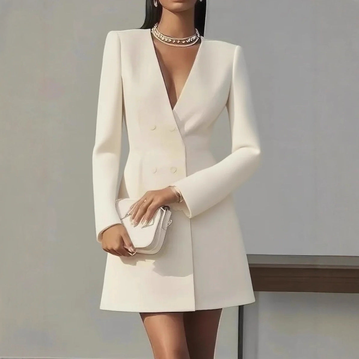 Boss Lady V-neck Suit-style French Dress