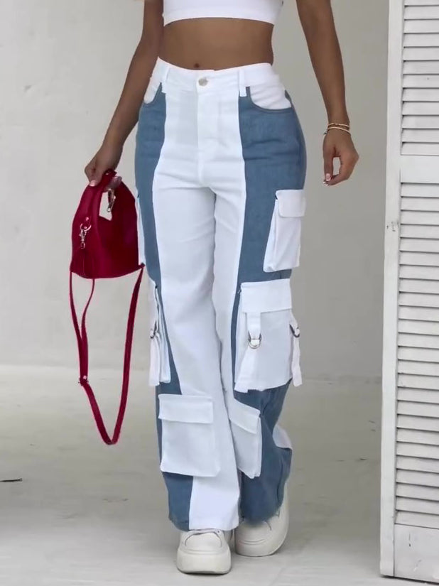 Rebel Spirit Contrast Multi-Pocket Cargo Pantalón