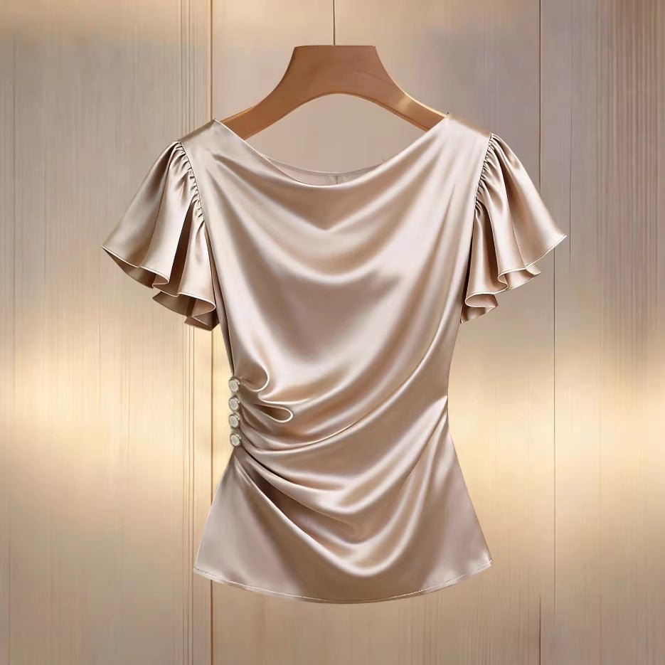 Drama Queen Minimalist Button Blusa Manga Corta