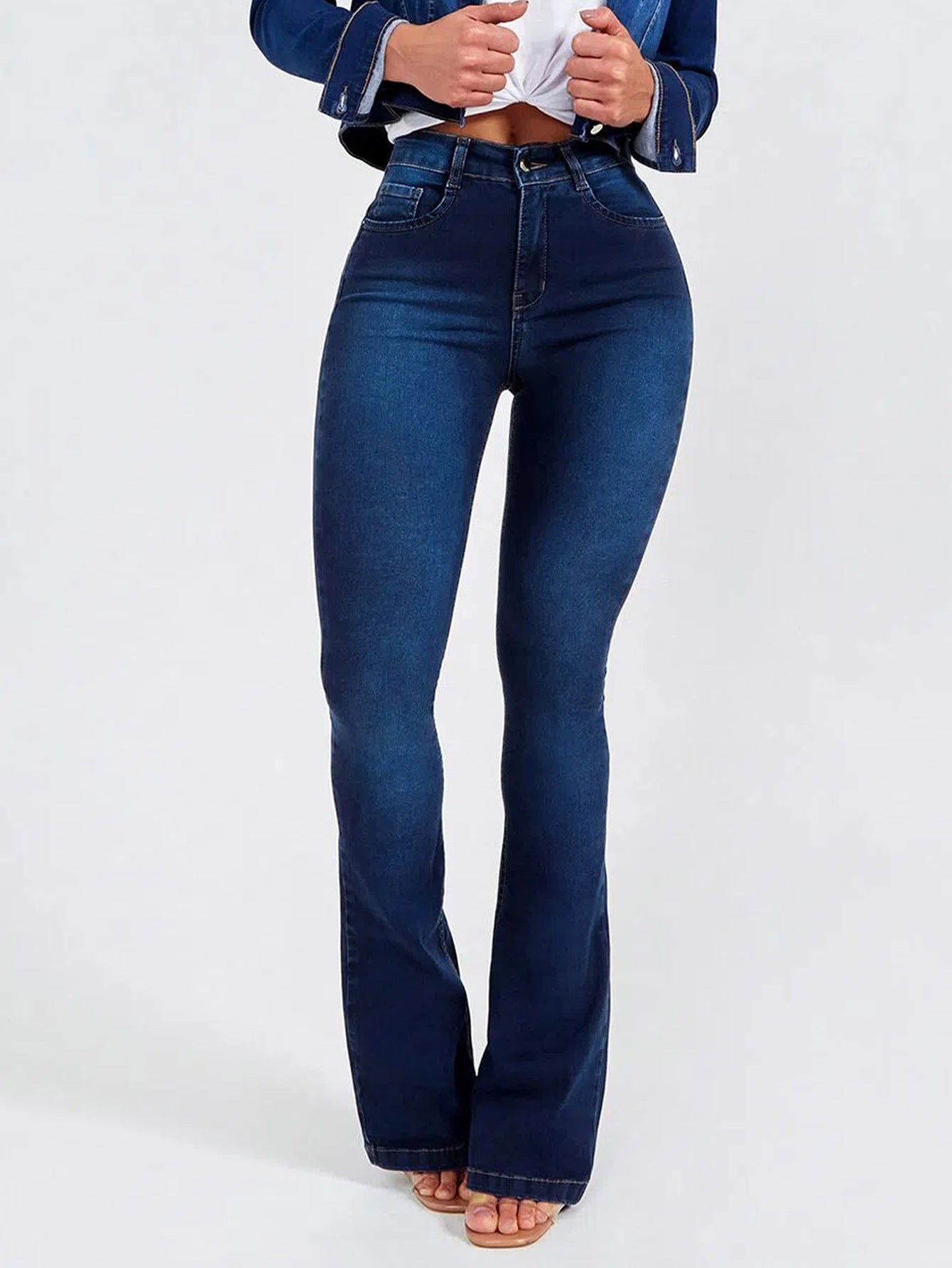 Cowgirl Basics Slim Denim Pantalon Corte Campana Stretch Deslavado