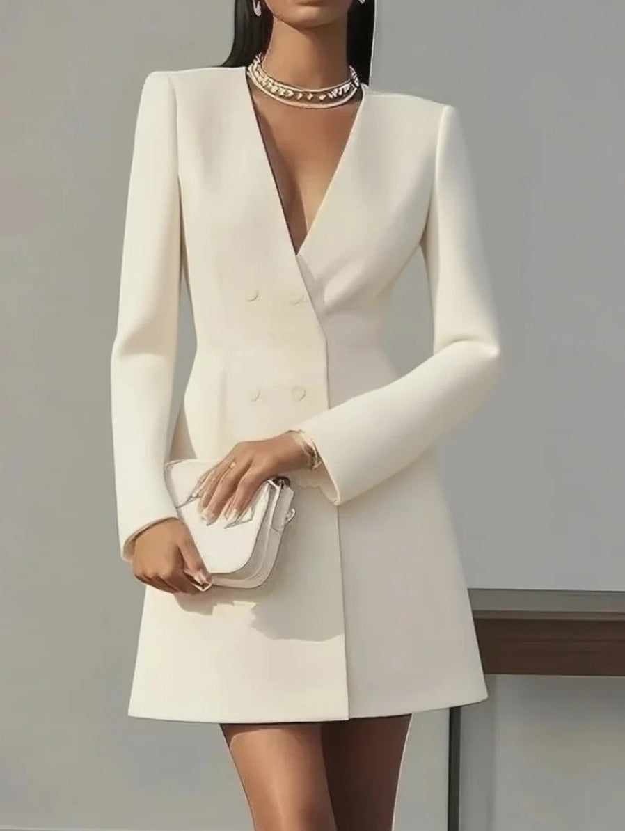 Boss Lady V-neck Suit-style French Dress