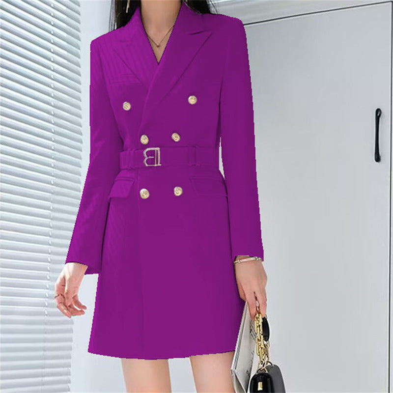 Boss Lady Slimming Waist Trimming Coat Manga Larga