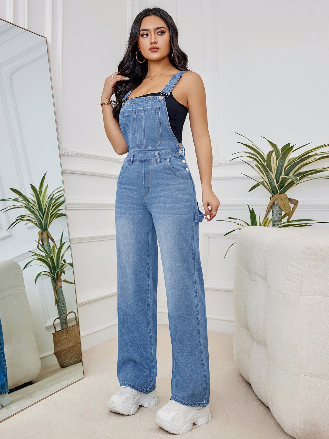 Cowgirl Cute Denim Pantalon/Overall Deslavado