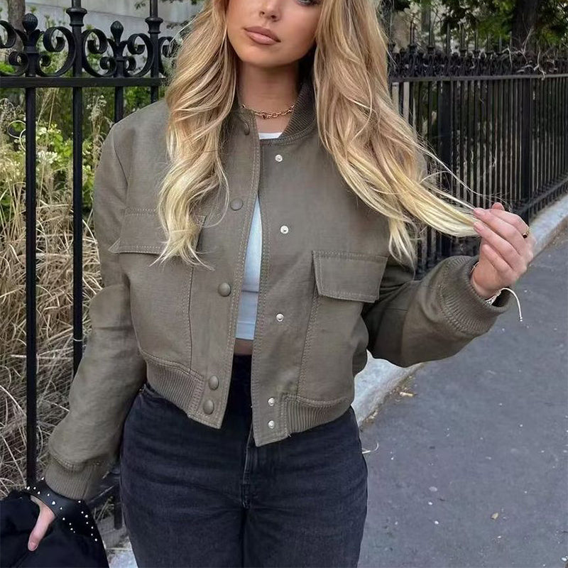 Rebel Spirit Collar Short Chaqueta Con Bolsillos