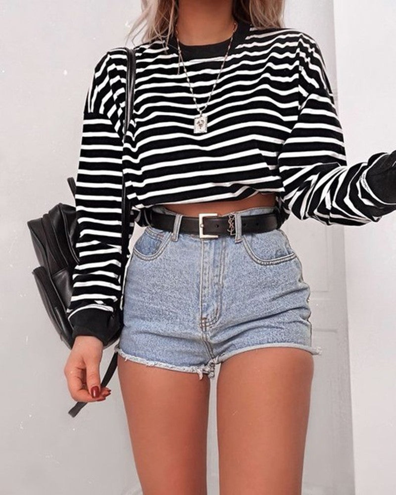 Bad Girl Aesthetic Blusa Tipo Crop Top Manga Larga