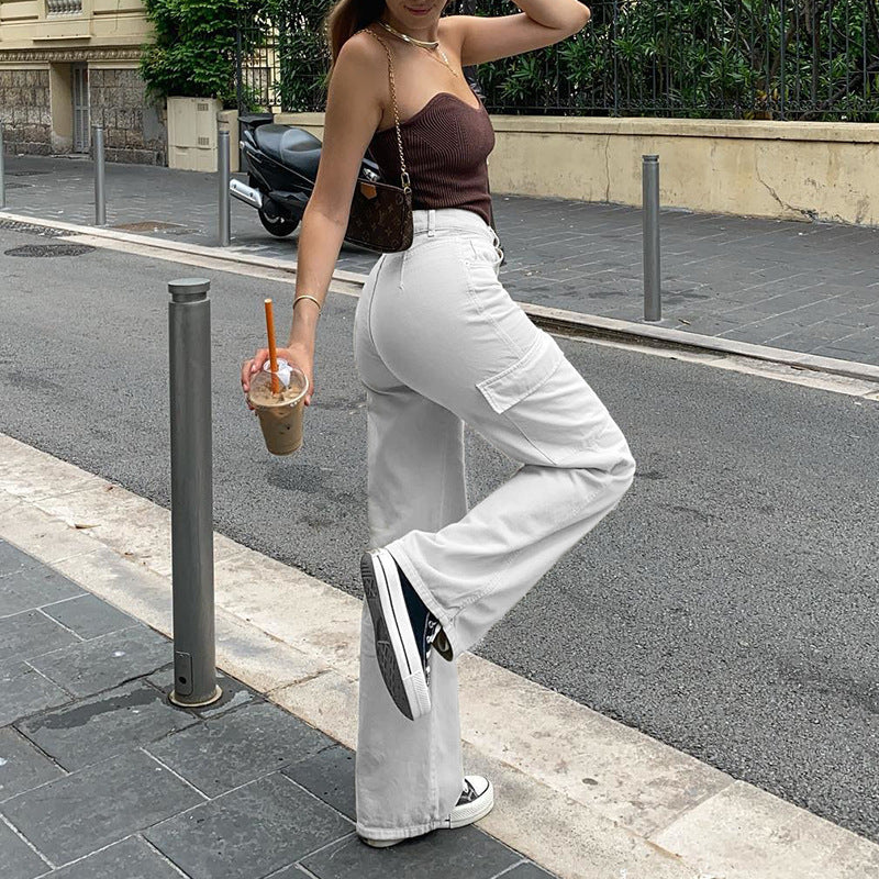 Bad Girl Cargo Fashion Jeans Corte Ancho