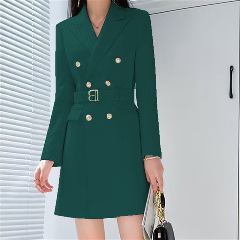 Boss Lady Slimming Waist Trimming Coat Manga Larga