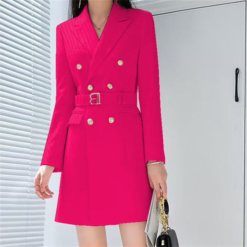 Boss Lady Slimming Waist Trimming Coat Manga Larga