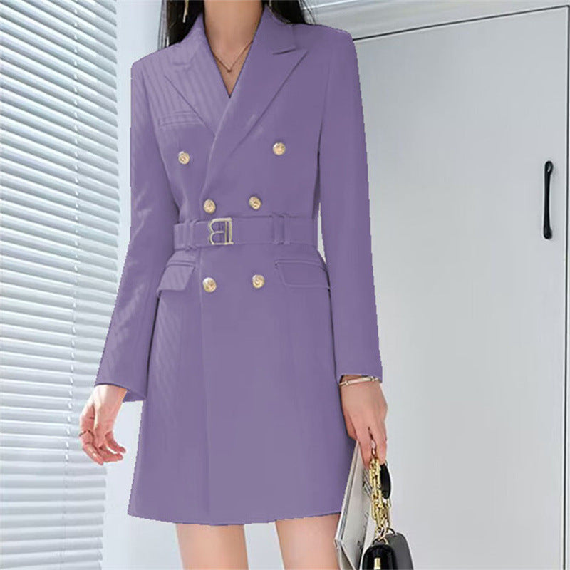 Boss Lady Slimming Waist Trimming Coat Manga Larga