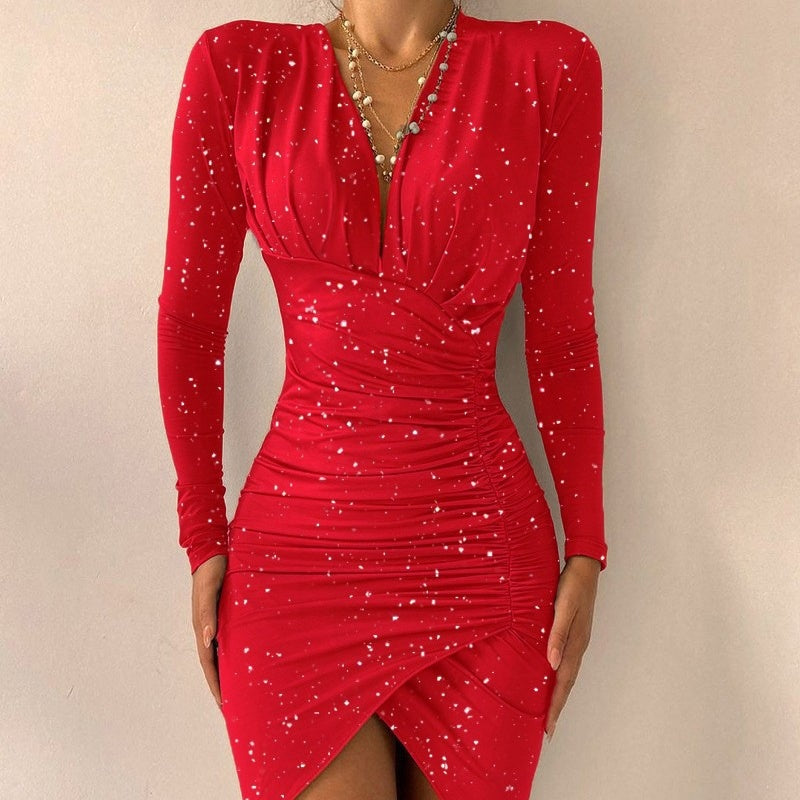 Princess Glamour Printed Slim Vestido Manga Larga