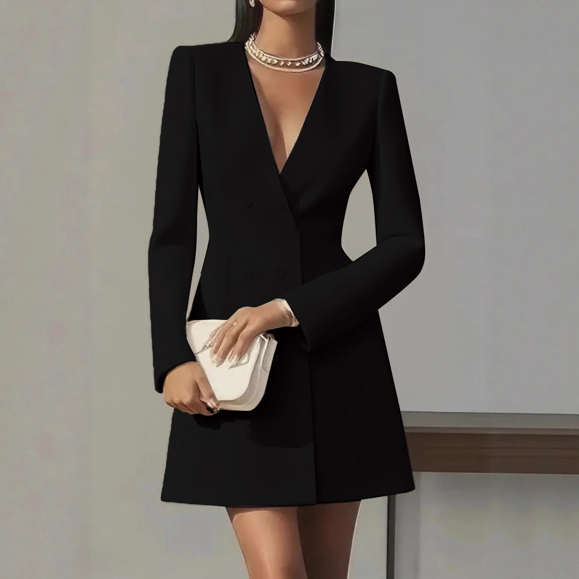 Boss Lady V-neck Suit-style French Dress