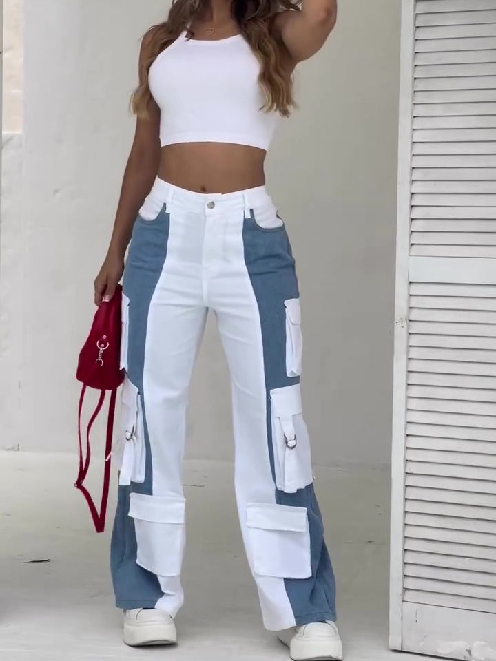 Rebel Spirit Contrast Multi-Pocket Cargo Pantalón