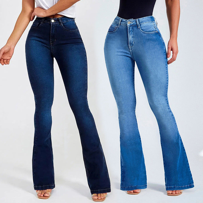 Cowgirl Basics Slim Denim Pantalon Corte Campana Stretch Deslavado
