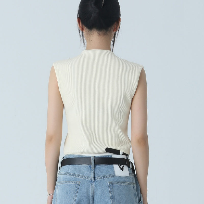 Aesthetic K-pop Bicolor Slim-fit Blusa Sin Mangas