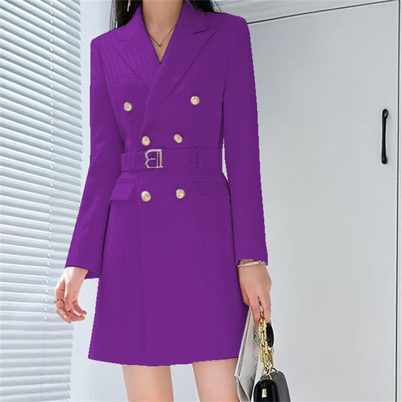 Boss Lady Slimming Waist Trimming Coat Manga Larga