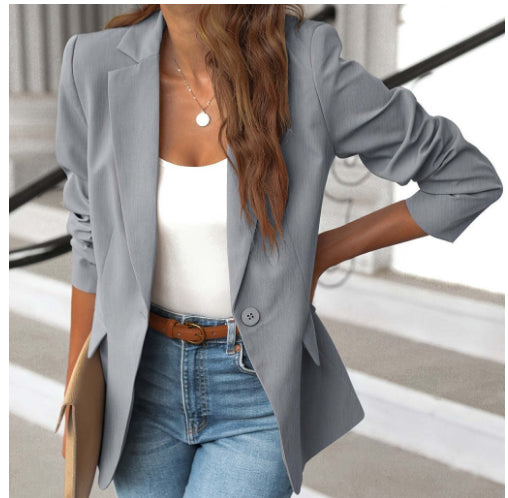 Boss Lady Suit Jacket Temperament Saco Manga Larga