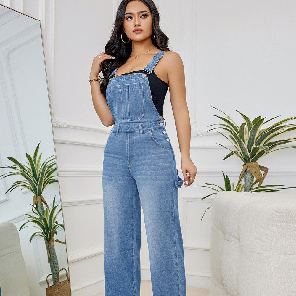 Cowgirl Cute Denim Pantalon/Overall Deslavado