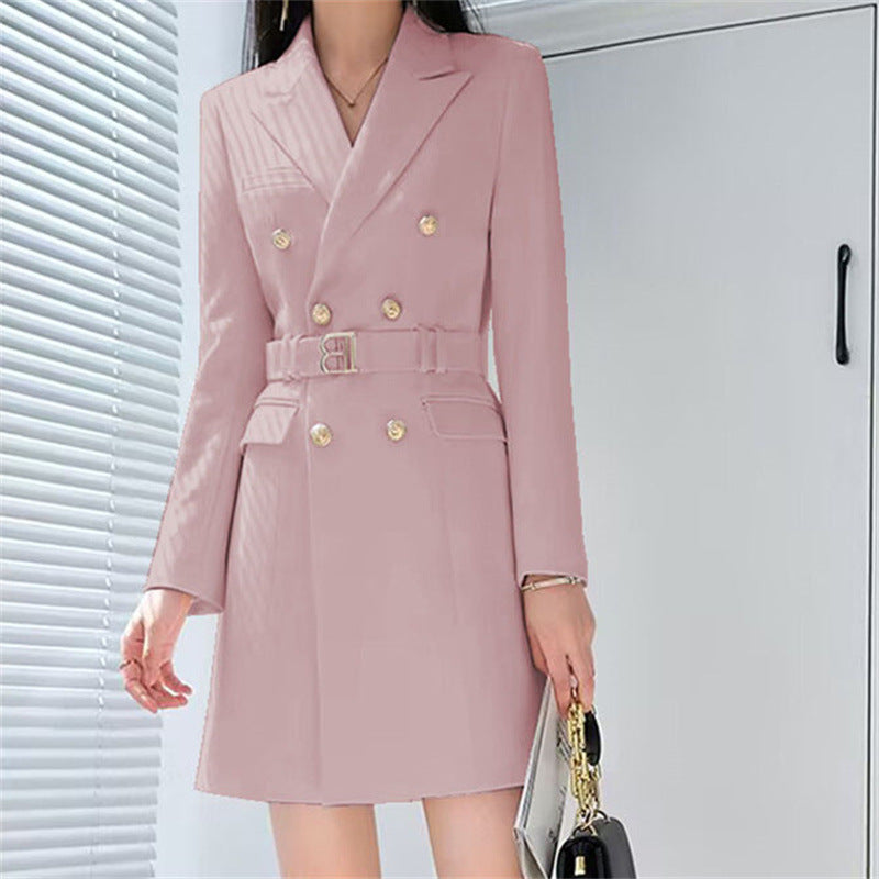 Boss Lady Slimming Waist Trimming Coat Manga Larga