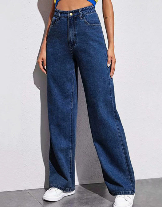 Goog Girl Simplicity Denim Pantalón Corte Ancho Cintura Alta
