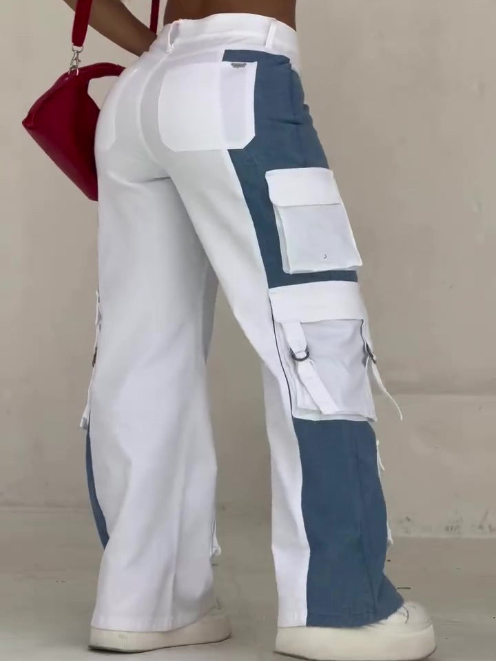 Rebel Spirit Contrast Multi-Pocket Cargo Pantalón