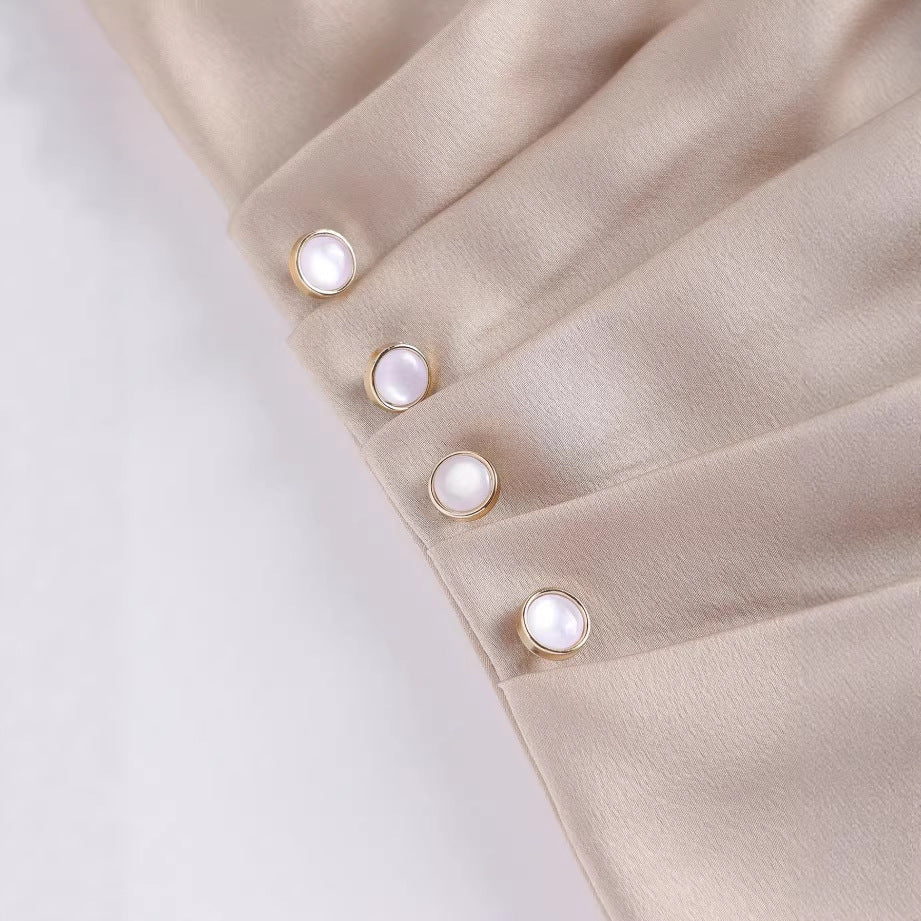 Drama Queen Minimalist Button Blusa Manga Corta