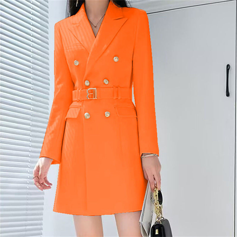 Boss Lady Slimming Waist Trimming Coat Manga Larga